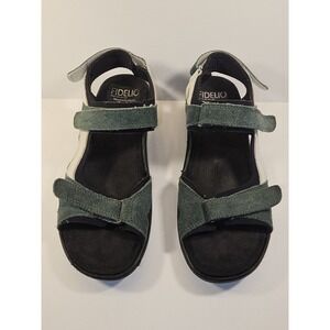 Fidelio Low Wedge Sling-back Blue & Black Strap Sandals 40/9 Women's